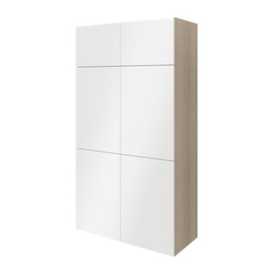Armoire effet chêne 6 portes blanches GoodHome Atomia H. 187,5 x L. 100 x P. 47 cm