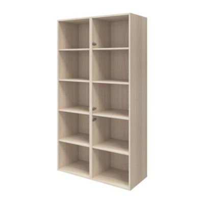 Armoire effet chêne 6 portes blanches GoodHome Atomia H. 187,5 x L. 100 x P. 47 cm