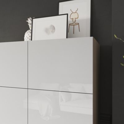 Armoire effet chêne 6 portes blanches GoodHome Atomia H. 187,5 x L. 100 x P. 47 cm