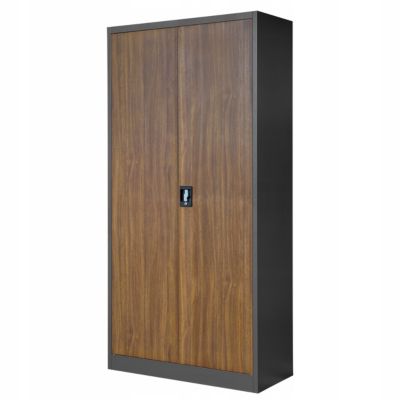 Armoire en métal verrouillable JAN, 900 x 1850 x 400 mm, Eco Design: anthracite/ couleur noyer