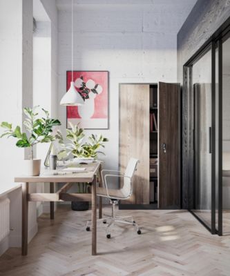 Armoire en métal verrouillable JAN, 900 x 1850 x 400 mm, Eco Design: anthracite/ couleur noyer