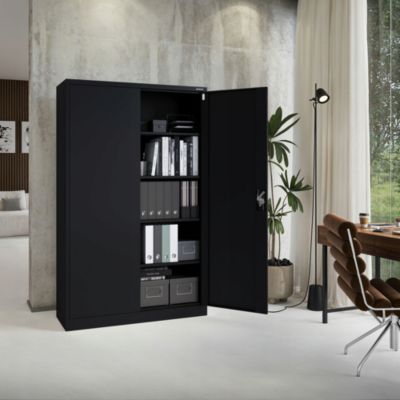 Armoire en métal verrouillable JAN H 1150 x 1850 x 400 mm noir