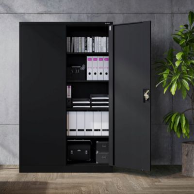 Armoire en métal verrouillable JAN H 1150 x 1850 x 400 mm noir