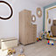 Armoire et commode effet chêne sur pieds 6 tiroirs chambre enfant GoodHome Atomia H. 198,5 x L. 100 x P. 58 cm