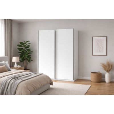 Armoire GOZU 151 cm avec 2 portes coulissantes  Blanc