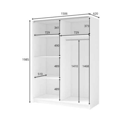 Armoire GOZU 151 cm avec 2 portes coulissantes  Blanc