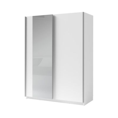 Armoire GOZU 151 cm avec 2 portes coulissantes et miroir  Blanc
