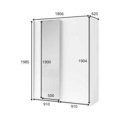 Armoire GOZU 181 cm avec 2 portes coulissantes et miroir  Chene sonoma