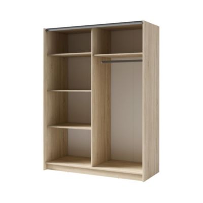 Armoire GOZU 181 cm avec 2 portes coulissantes et miroir  Chene sonoma