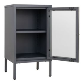 Armoire grise avec porte en verre