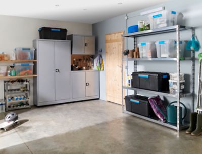 Armoire haute de garage en métal époxy coloris gris
