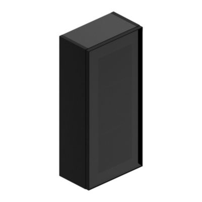 Armoire haute de salle de bains l.35 x H.75 x P.20 cm noir mat et verre fumé, Pura+