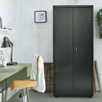 Armoire haute en métal 40 x 80 x 180 cm noir