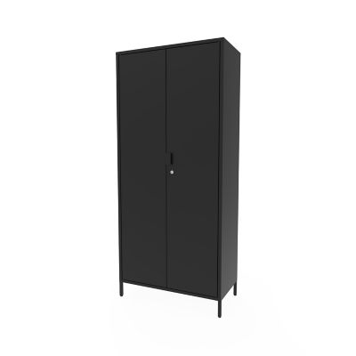 Armoire haute en métal noir GoodHome Rand H. 180 x L. 80 x P. 40 cm