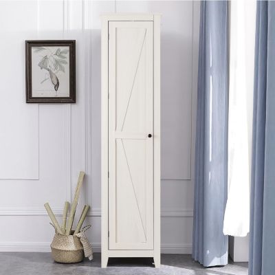 Armoire haute et étroite, étagère à 4 compartiments et porte, peu encombrante, grand espace de rangement, 43 x 19,5 x 183 cm.