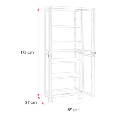 Armoire haute plastique 4 tablettes Links L.65 x H.173 x P.37 cm
