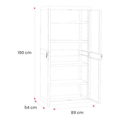 Armoire haute plastique 4 tablettes Links L.89 x H.190 x P.54 cm