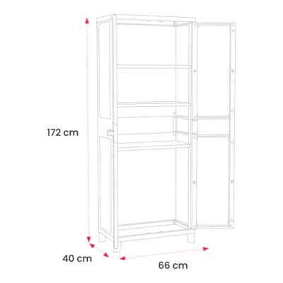 Armoire haute résine 3 tablettes L. 65 x H. 172 x P. 40 cm