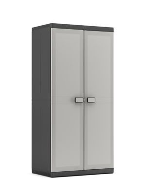 Armoire haute résine noir anthracite 3 tablettes XL H.182 x L. 89 cm Logico Castorama