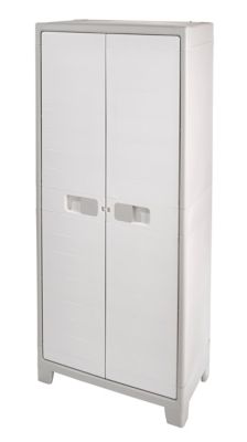 Armoire en plastique pour extérieur et intérieur en imitation bois pour  balais, grise