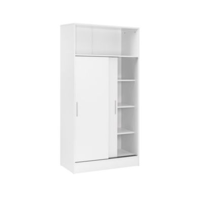 Armoire Home 2 Portes Coulissantes - Venprodin - 157X81X38 Blanc