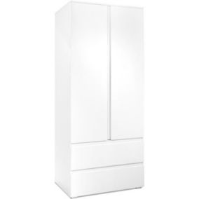 Armoire Image 60A - 2 portes battantes - 2 tiroirs - Blanc Mat - 80 x 191 x 55 cm