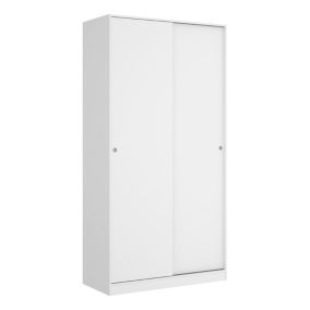 Armoire Kilimandjaro, Cintre pour chambre à coucher, Armoire avec 2 portes coulissantes, 100x50h204 cm, Blanc