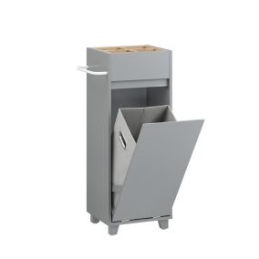 Armoire à Linge 4 Petits Compartiments, 1 Panier à Linge Amovible, BZR159-DG, SoBuy