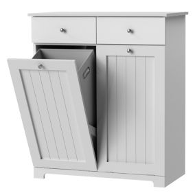 Armoire à linge avec 2 sacs meuble de rangement salle de bain 75x37x90 cm blanc