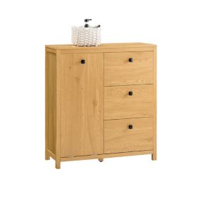 Armoire à Linge avec Sac à Linge, 3 Tiroirs 1 Panier à Linge, BZR97-SN, SoBuy