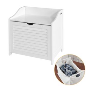 Armoire à Linge de Salle de Bain avec Panier Amovible, FSR40-W , SoBuy