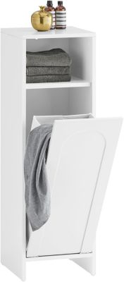 Armoire à Linge, Meuble Bas Salle de Bain avec Panier à Linge Amovible BZR161-W SoBuy