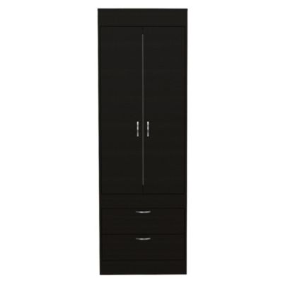 Armoire Lisboa, avec 2 tiroirs et rail de suspension , 178.81 cm X 59.18 cm X 48 cm , Noir