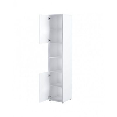 Armoire Lit escamotable +2 Placards Vertical 160x200 cm blanc brillant tiroir Lit Mural Consus
