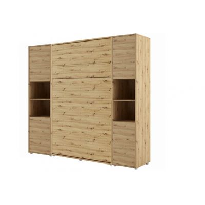 Armoire Lit escamotable +2 Placards Vertical 160x200 cm Chêne artisan Lit Mural Consus