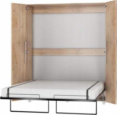 Armoire Lit escamotable Vertical 160x200 cm Sonoma artisan avec porte Lit Mural Todor