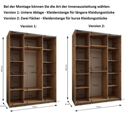 Armoire Lux 2 à portes battantes H. 245,5 x L. 170 x P. 64, 2 portes