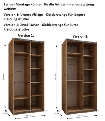 Armoire Lux 3 à portes battantes H. 245,5 x L. 100 x P. 64, 2 portes