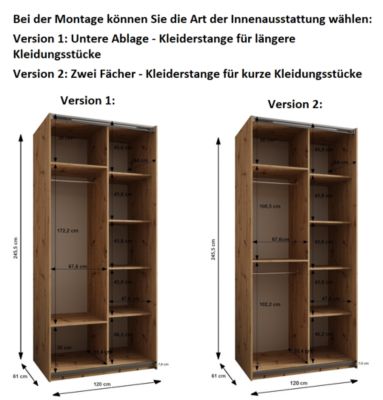 Armoire Lux 3 à portes battantes H. 245,5 x L. 120 x P. 64, 2 portes