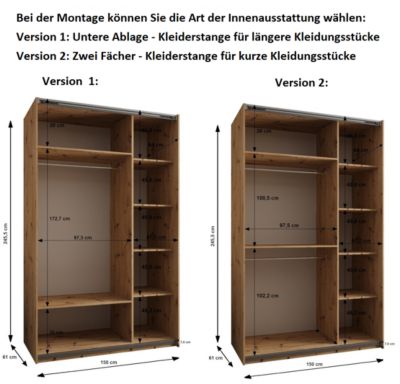 Armoire Lux 4 à portes battantes H. 245,5 x L. 150 x P. 64, 2 portes
