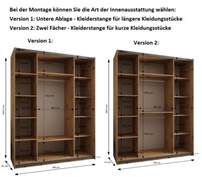 Armoire Lux 4 à portes battantes H. 245,5 x L. 190 x P. 64, 2 portes