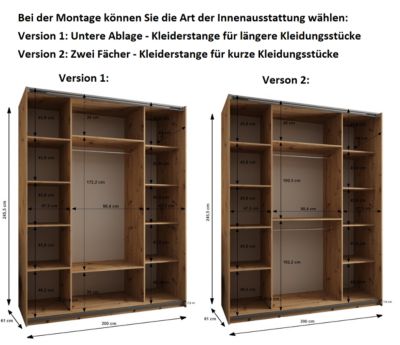 Armoire Lux 4 à portes battantes H. 245,5 x L. 200 x P. 64, 2 portes