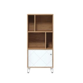 Armoire - Mélaminé chêne - Naturel-blanc - 63 - 136 - 40 cm