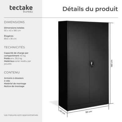 Armoire métallique 5 étagères avec serrure brique 85 x 45 x 190 cm | Leroy Merlin