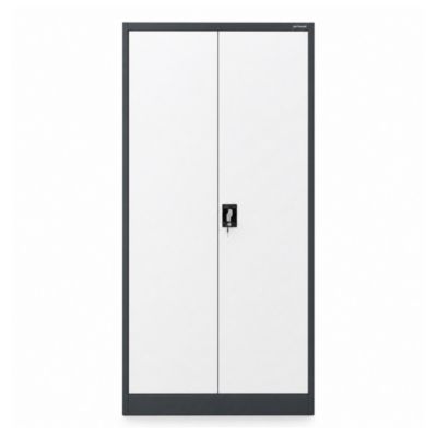 Armoire métallique avec compartiment de rangement, anthracite et blanche : TOMASZ, 900 x 1850 x 450 mm