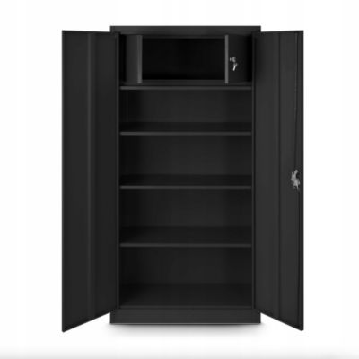 Armoire métallique de bureau pour dossiers TOMASZ, 900 x 1850 x 450 mm, noire