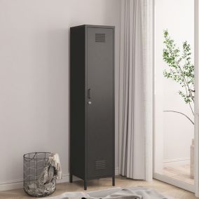 Armoire métallique Seinäjoki acier 180 x 38 x 38 cm noir mat en.casa