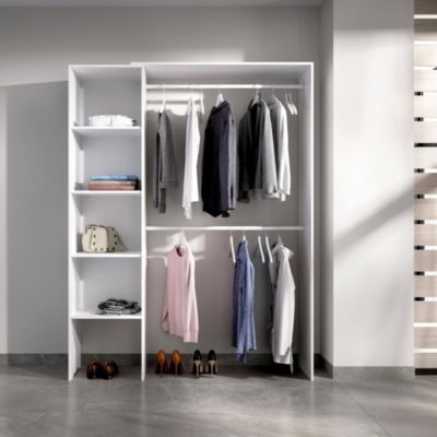 Armoire Makalu, Structure pour dressing, Cintre ouvert, 140x40h187 cm, Blanc