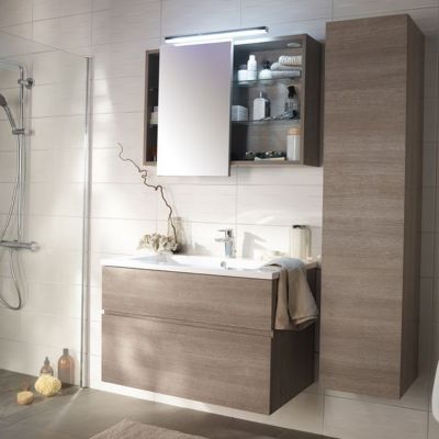 Armoire miroir décor chêne clair Calao 90 cm