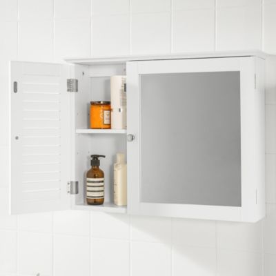 Armoire Miroir Meuble Haut de Salle de Bain Armoire Suspendue, BZR55-W, SoBuy